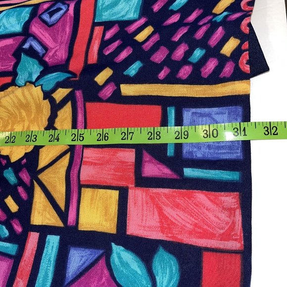 VTG 80’s Colorful Geo Pattern Open Cardigan 3/4 Sleeve Size 16 Petite Made USA - Picture 7 of 7